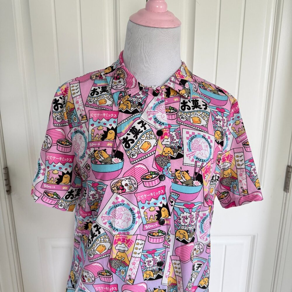 Blackmilk x Sanrio Gudetama Food Short Sleeve Shirt Dress - Picture 2 of 11